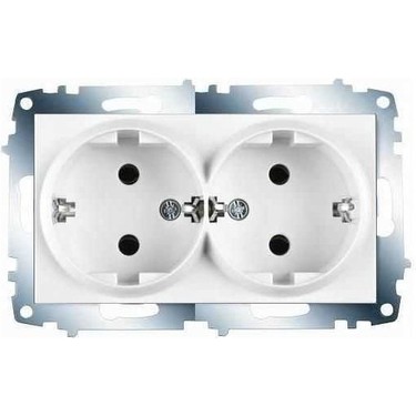 VİKO K/M BEYAZ İKİLİ TOPRAKLI PRİZ (1 KUTU=10 ADET)